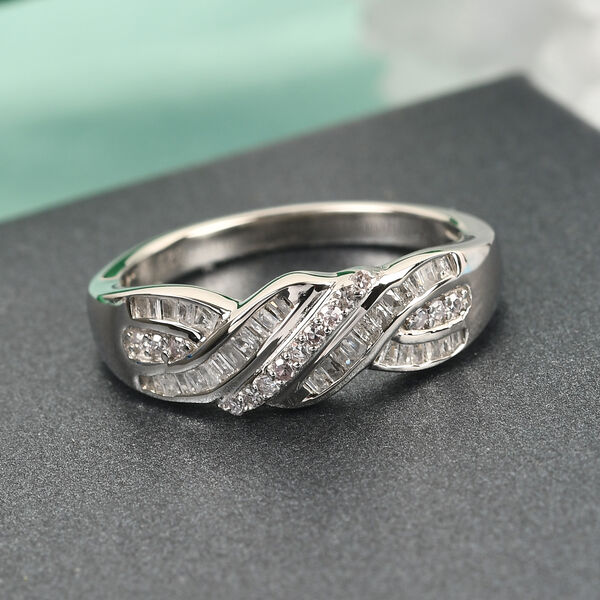 Diamant Ring 925 Silber Platin-&Uuml;berzug image number 2