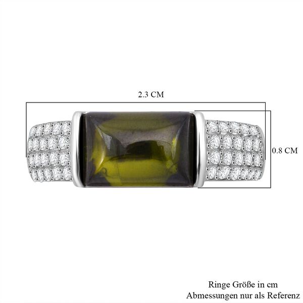 Lustro Stella Grüner Zirkonia, Weißer Zirkonia Ring 925 Silber rhodiniert (Größe 17.00) image number 6