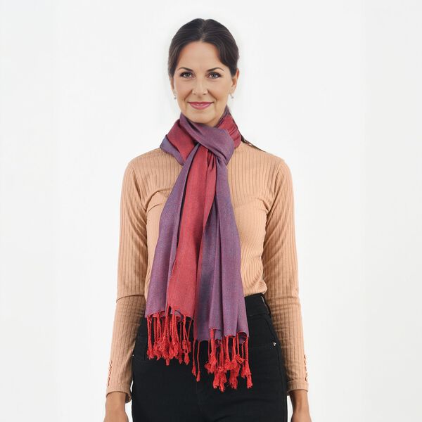 Superweicher doppelgewebter Schal, 70x170 cm, Dunkelrot