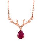 D'Joy Afrikanischer Rubin (Fissure gefüllt), Weißer Zirkon Halskette ca. 45 cm 925 Silber 750 rosévergoldet ca. 2.50 ct