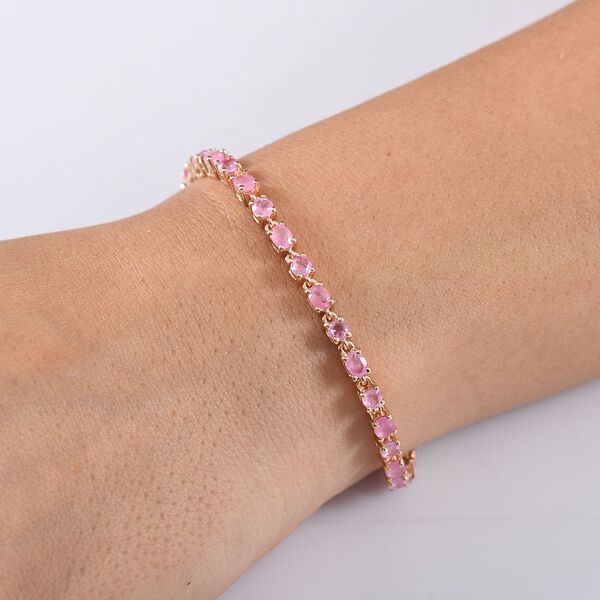 D’joy Ilakaka Rosa Saphir (Fissure gefüllt) Armband ca. 20 cm 925 Silber 750 Roségold Vermeil ca. 7,99 ct. image number 3