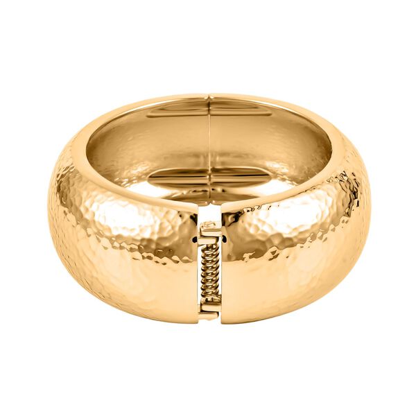 Breiter Armreif mit gehämmerter Textur, Messing, ca. 18 cm, ca. 70,00g image number 4