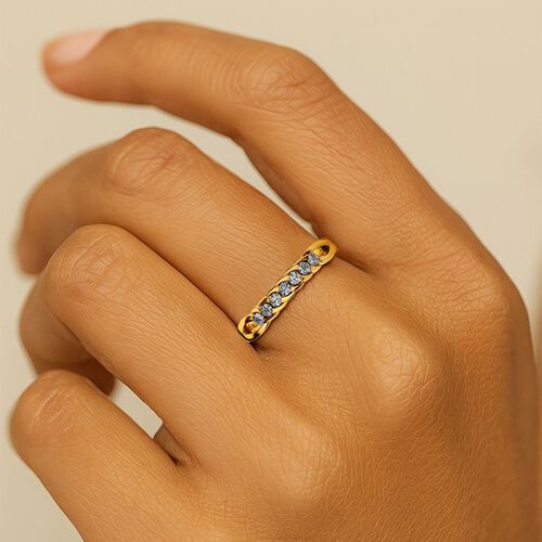 Lab Grown Diamant SI Ring 925 Silber Gelbgold Vermeil (Größe 17.00) ca. 0,33 ct image number 2