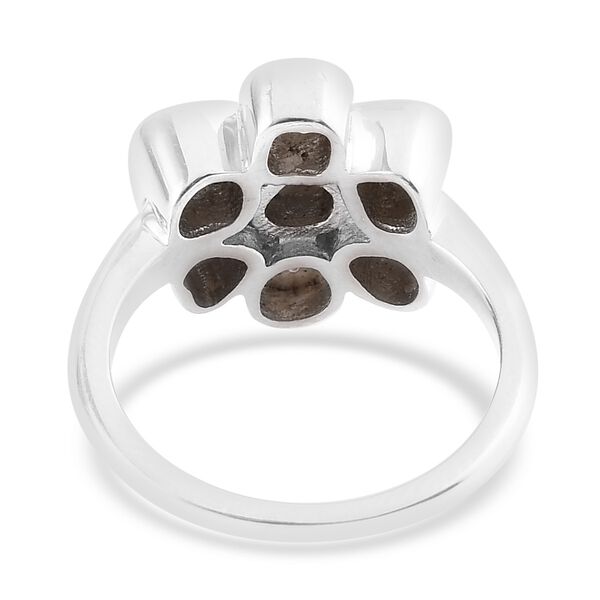 Handgearbeiteter Polki Diamant Blumen Ring 925 Silber Platin-Überzug image number 4