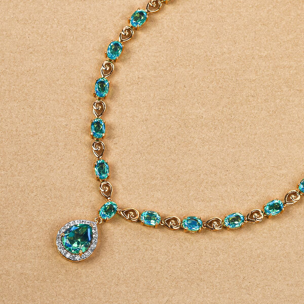 Pfau Triplett Quarz-Halskette, ca. 45 cm, 925 Silber vergoldet ca. 19,18 ct image number 2