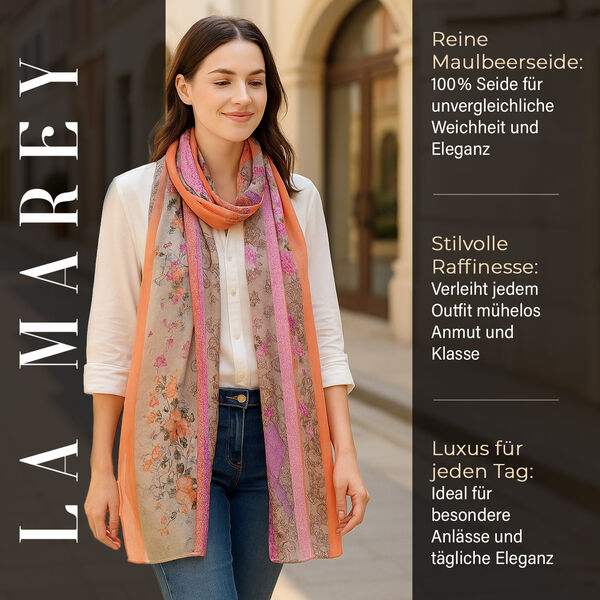 Chaos by Elsie Echtleder Streifenmuster Crossbody Tasche mit RFID-Schutz und Mini-Taschenlampe und LA MAREY Schal aus 100% Maulbeerseide image number 13