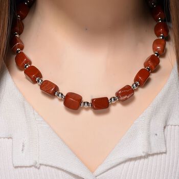 Rote Jaspis Halskette, ca. 45cm mit 5cm extender, ca. 300.00 ct