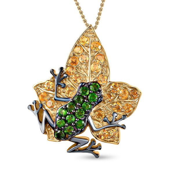 GP Italian Garden Kollektion - Nat&uuml;rlicher Chromdiopsid und Citrin und blauer Saphir-Anh&auml;nger mit Kette - 2,58 ct.