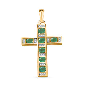 Kagem sambischer Smaragd und Zirkon-Anhänger - 1,35 ct.