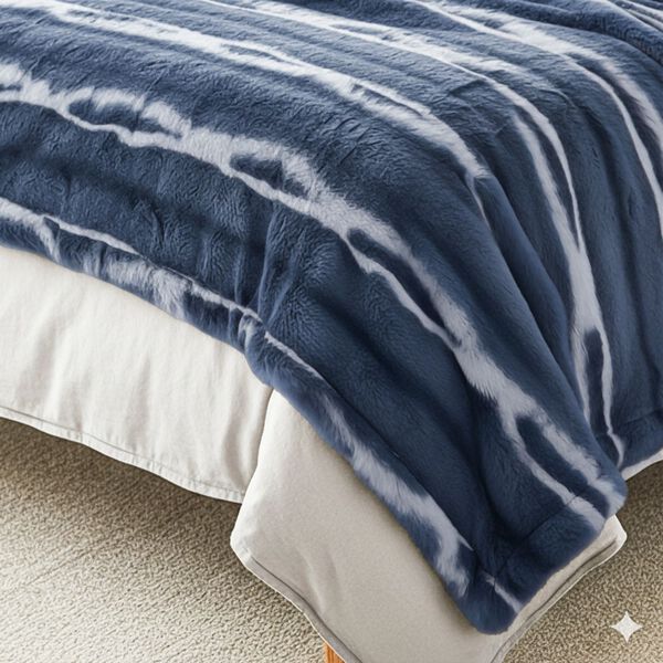 LIVMORE superweiche, doppellagige Kunstfelldecke mit Sherpa-Futter, 500+180 gsm, Blau image number 5