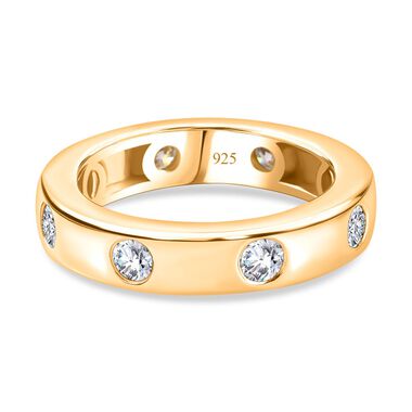 Moissanit Ring, 925 Silber Gelbgold Vermeil - 0,83 ct.