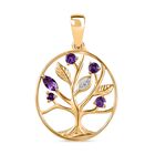 Afrikanischer Amethyst Anhänger 925 Silber 750 Gelbgold Vermeil