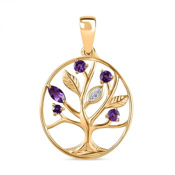 Afrikanischer Amethyst Anh&auml;nger 925 Silber 750 Gelbgold Vermeil