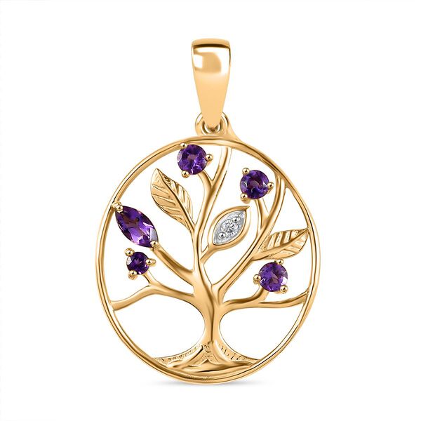 Afrikanischer Amethyst und Zirkon-Anh&auml;nger - 0,42 ct.