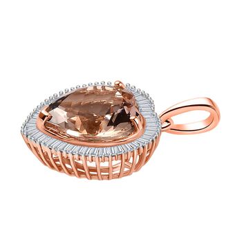 AAA Morganit und Diamant Anh&auml;nger in 585 Ros&eacute;gold - 5,04 ct.