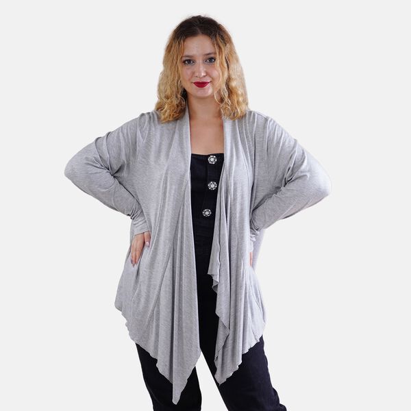 LA MAREY - Wasserfall Cardigan, S/M, grau