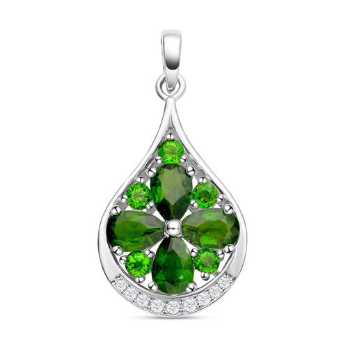 Natürlicher Chromdiopsid Anhänger, 925 Silber rhodiniert ca. 2.29 ct image number 0