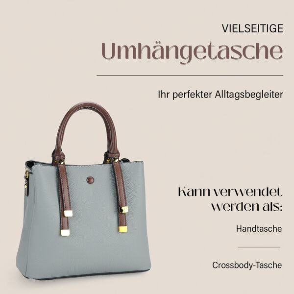 Vielseitige Umhängetasche aus echtem Leder mit abnehmbarem Schulterriemen, 30x14x24 cm, Blau image number 2