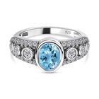 Kambodschanischer, blauer Zirkon, weißer Zirkon Ring, 925 Silber platiniert (Größe 20.00) ca. 2.68 ct
