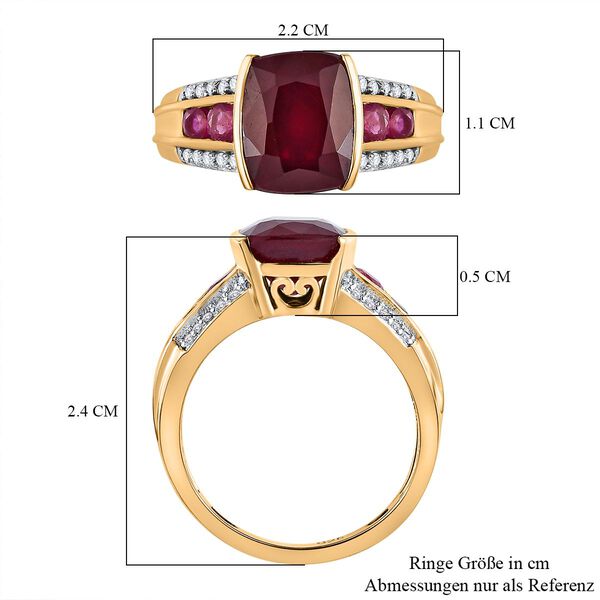 AAA Afrikanischer Rubin und Zirkon-Ring - 5,22 ct. image number 7
