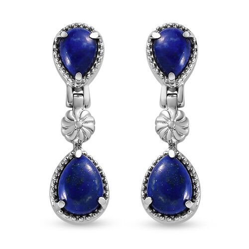 Lapislazuli-Ohrringe, Edelstahl ca. 5,11 ct image number 0
