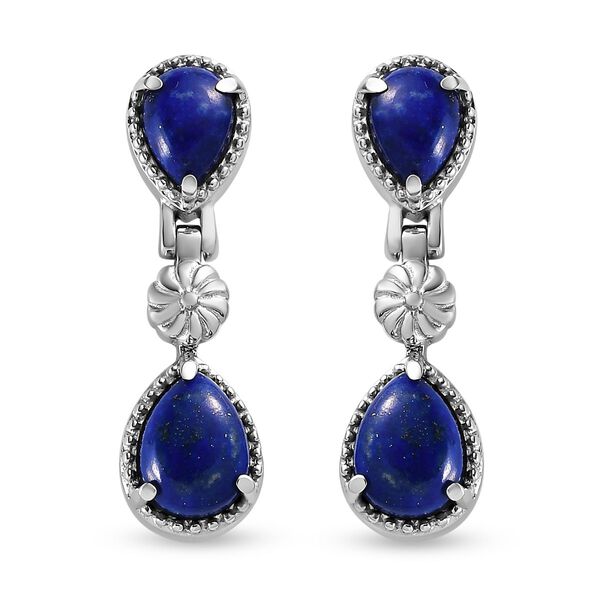 Lapislazuli-Ohrringe, Edelstahl ca. 5,11 ct image number 0