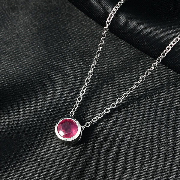 D'Joy afrikanischer Rubin Anh&auml;nger mit 50cm Edelstahl-Kette,  925 Silber platiniert  - 1,28 ct. image number 2