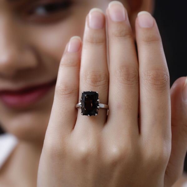 Rauchquarz Ring, 925 Silber platiniert, ca. 6,25 ct image number 2