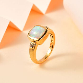 AA nat&uuml;rlicher, &auml;thiopischer Welo Opal und Zirkon Ring - 1,77 ct.