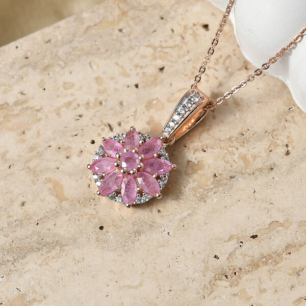 D'Joy Ilakaka Rosa Saphir (Fissure gef&uuml;llt) Schmuckset ca. 50 cm 925 Silber 750 Ros&eacute;gold vermeil ca. 2.10 ct image number 1