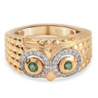 Kagem Sambischer Smaragd und Zirkon Ring 925 Silber vergoldet (Größe 16.00) ca. 0,71 ct image number 0