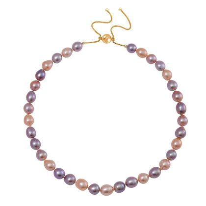 Mehrfarbige Edison Perle Halskette ca. 45 cm 925 Silber vergoldet