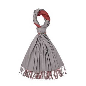 Luxuri&ouml;ser Winterschal mit Fransen, Dunkelgrau/Bordeaux