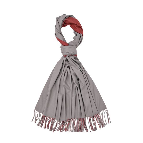 Luxuri&ouml;ser Winterschal mit Fransen, Dunkelgrau/Bordeaux