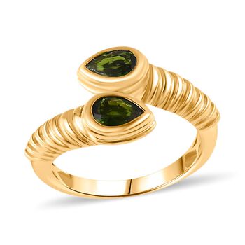 Nat&uuml;rlicher Chromdiopsid Ring 925 Silber vergoldet (Gr&ouml;&szlig;e 20.00) ca. 0,88 ct