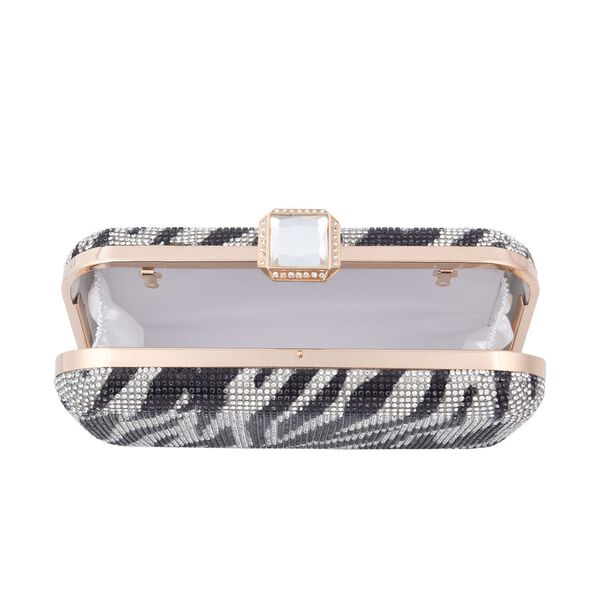 Moderne Clutch verziert mit facettierten Kristallen, 20x4x2cm, Zebra image number 9