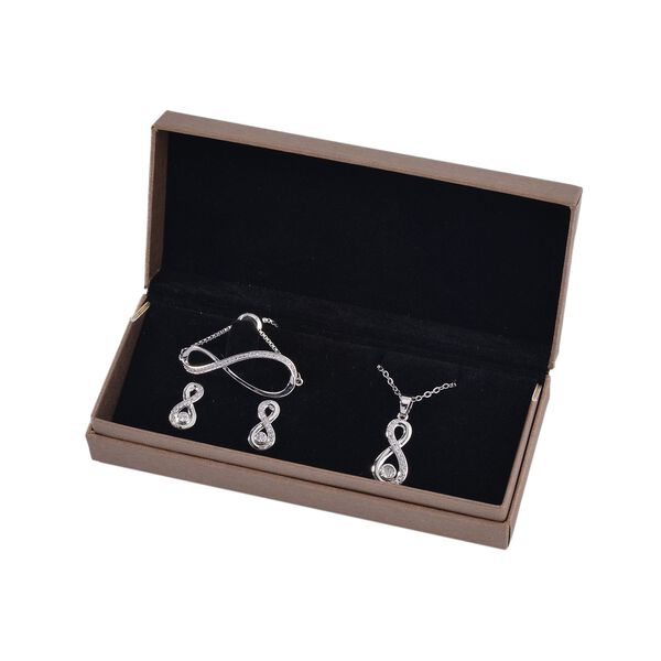 Wei&szlig;er Zirkonia Schmuckset Reines Messing image number 10