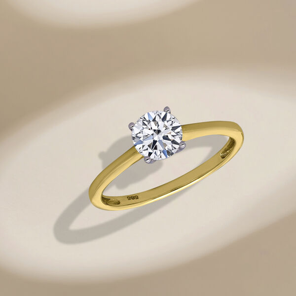 LUXURIANT IGI zertifizierter SI GH Labor Diamant Ring in 585 Gelbgold - 1 ct. image number 2