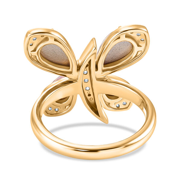 D'Joy Flamingo Mondstein Ring 925 Silber 750 Gelbgold vermeil (Gr&ouml;&szlig;e 17.00) ca. 3,08 ct image number 5