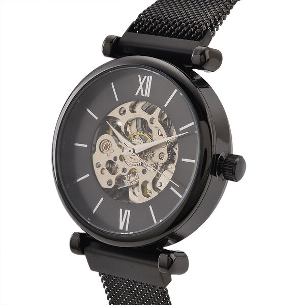 GENOA TIME V2 Automatik-Mechanische Uhr, wei&szlig;es Sonnenschliff-Zifferblatt, Wasserdicht, Schwarz image number 3