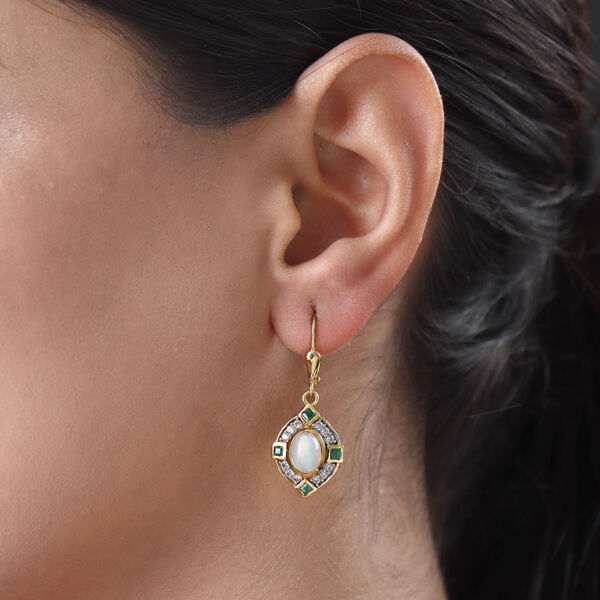 &Auml;thiopischer Opal, Smaragd und Zirkon Ohrh&auml;nger in Silber image number 3