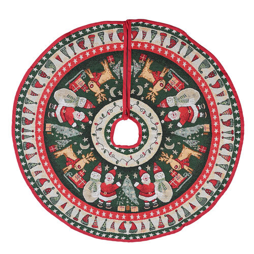 Weihnachtsbaum Rock, Weihnachtsmann, Schneemann und Rentier Muster, Durchmesser 100 cm image number 0