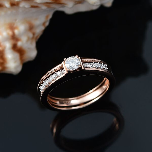 2er-Set Moissanit Ringe, 925 Silber 750 ros&eacute;vergoldet - 0,48 ct. image number 2