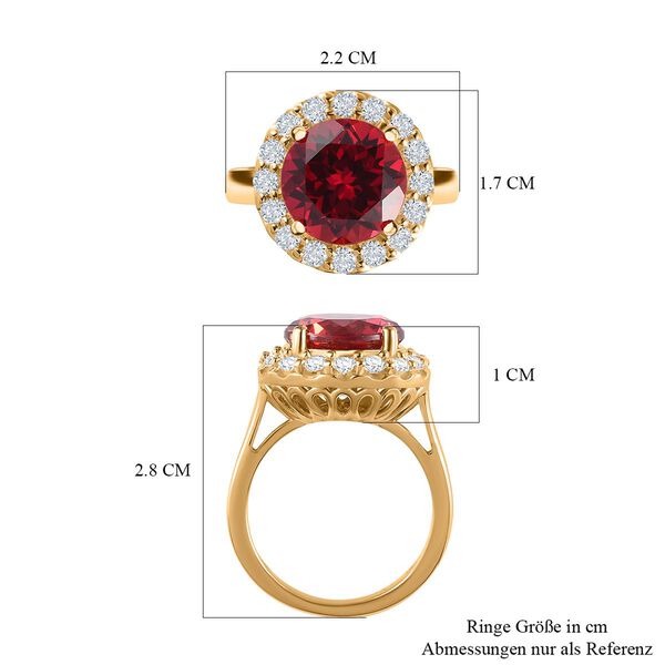 Synthetischer Padparadscha-Saphir und Zirkon Ring, ca. 7,76 ct image number 7