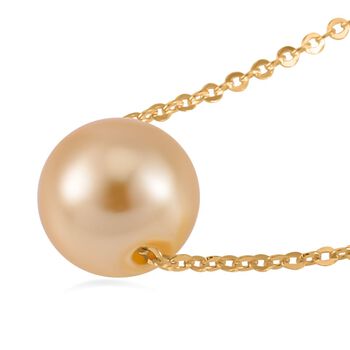 Goldene Muschelkernperle Halskette ca. 43 cm 925 Silber vergoldet