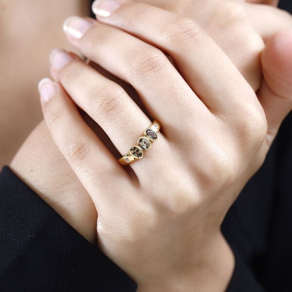 AA nat&uuml;rlicher goldener Tansanit und Zirkon-Ring - 0,80 ct. image number 2