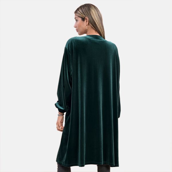 Lange Strickjacke aus Samt, Gr&uuml;n image number 2