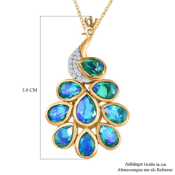 Pfau Triplett Quarz und Zirkon Anhänger mit Kette - 4,83 ct. image number 7