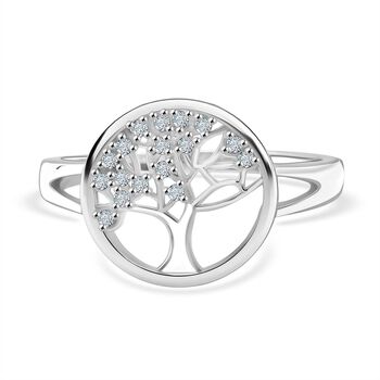 LUSTRO STELLA -  Wei&szlig;er Zirkonia Ring 925 Silber rhodiniert (Gr&ouml;&szlig;e 17.00)