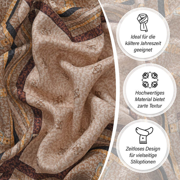 LA MAREY Foulard Quadratischer Schal, Braun image number 3